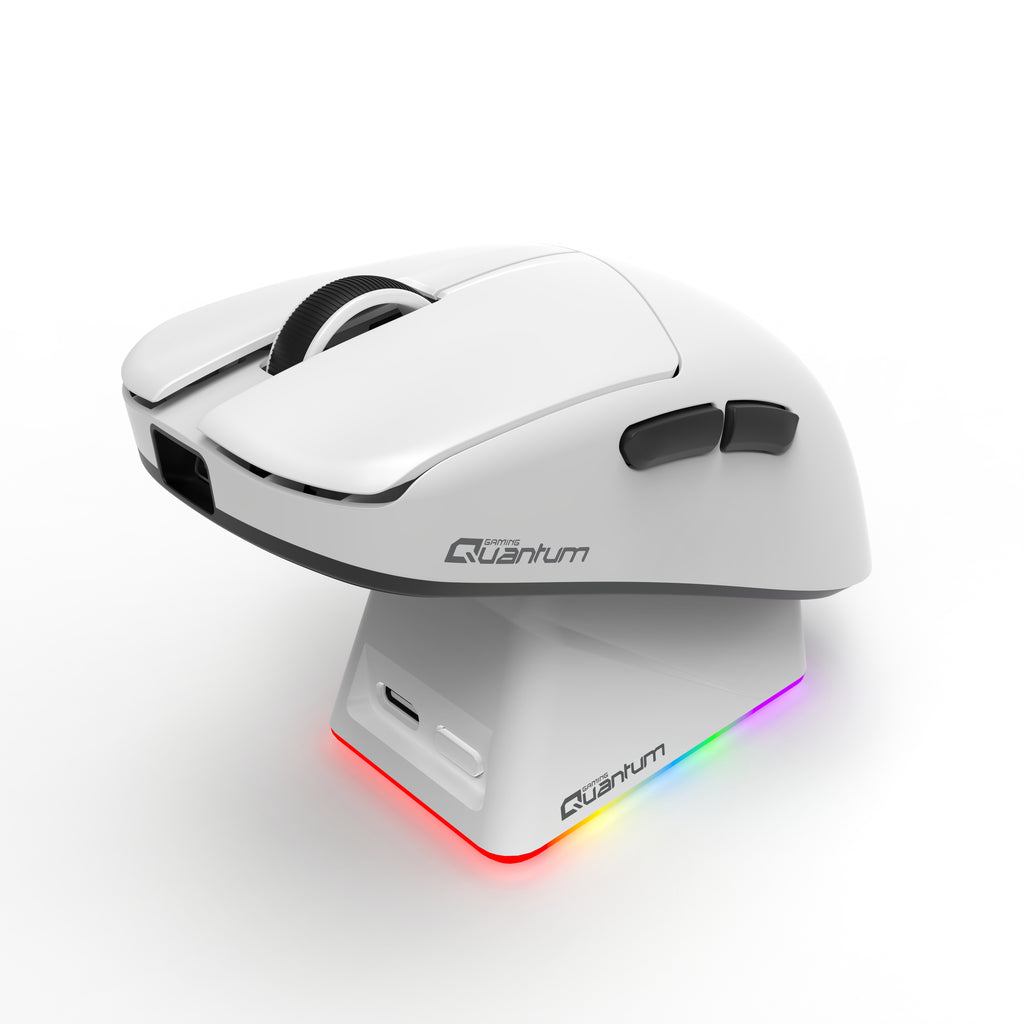 Quantum Gaming Fluxmouse G13 Pro 1000Hz PAW3311 Rgb Şarj stasyonlu 22.000 Dpi Kablosuz Beyaz Gaming Mouse