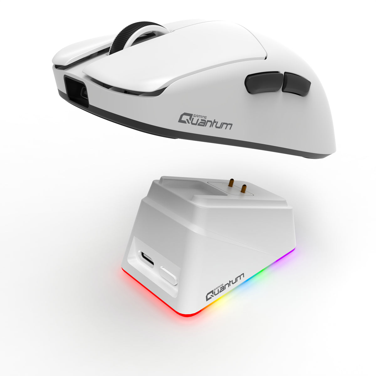 Quantum Gaming Fluxmouse G13 Pro 1000Hz PAW3311 Rgb Şarj stasyonlu 22.000 Dpi Kablosuz Beyaz Gaming Mouse