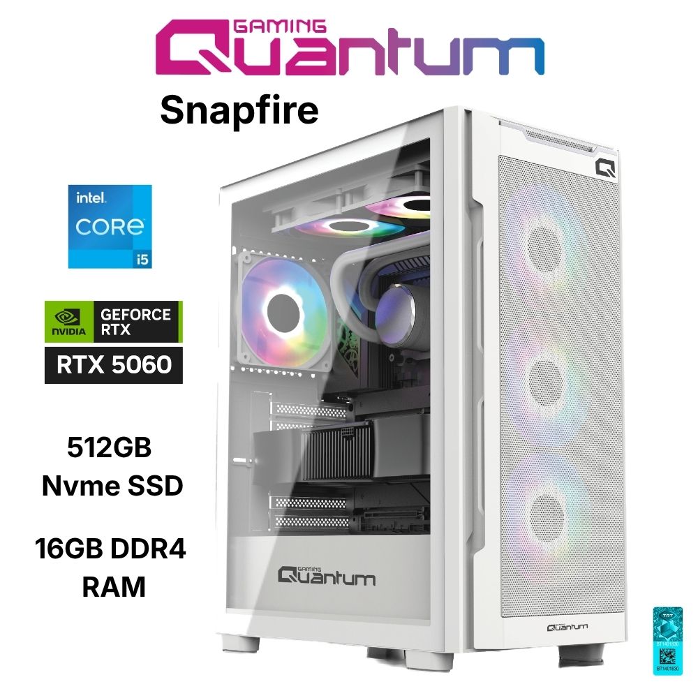 Quantum Gaming Snapfire White Intel I5-14400F 16GB Ddr4 512GB Nvme SSD Rtx 5060 8gb Gaming Desktop