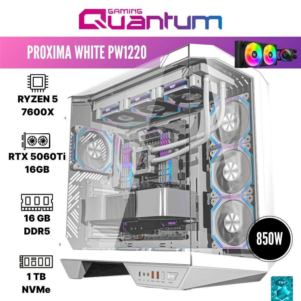 Quantum Gaming Proxima White PW1220 Ryzen 5 7600X 16GB DDR5 1tb Nvme RTX5060Ti 16GB 240MM Sıvı Soğutmalı Gaming Desktop