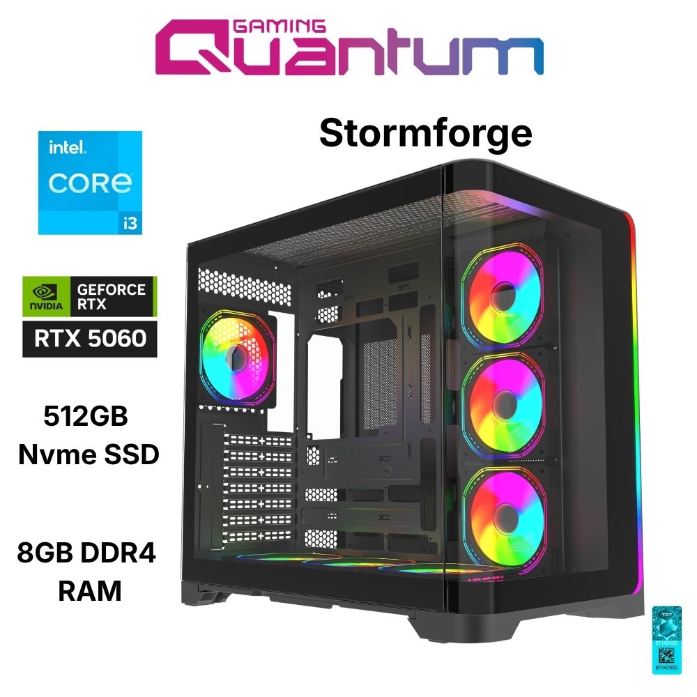 Quantum Gaming Stormforge Intel I3 12100 8gb Ddr4 512GB Nvme Rtx 5060 Masaüstü Oyun Bilgisayarı