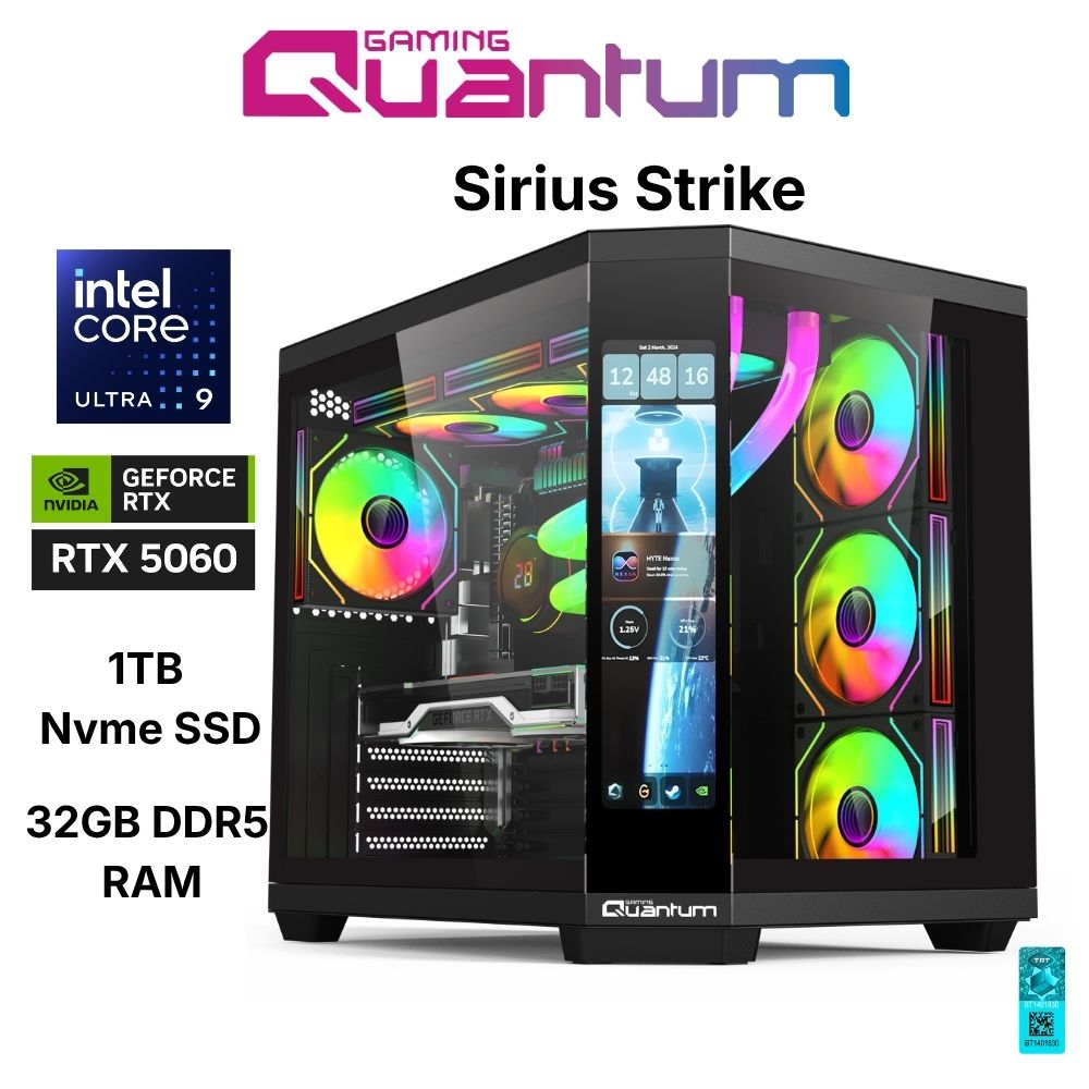 Quantum Gaming Sirius Strike Ultra 9 285K 32GB Ddr5 1tb Nvme RTX5060 8gb 240MM Sıvı Soğutmalı Gaming Desktop