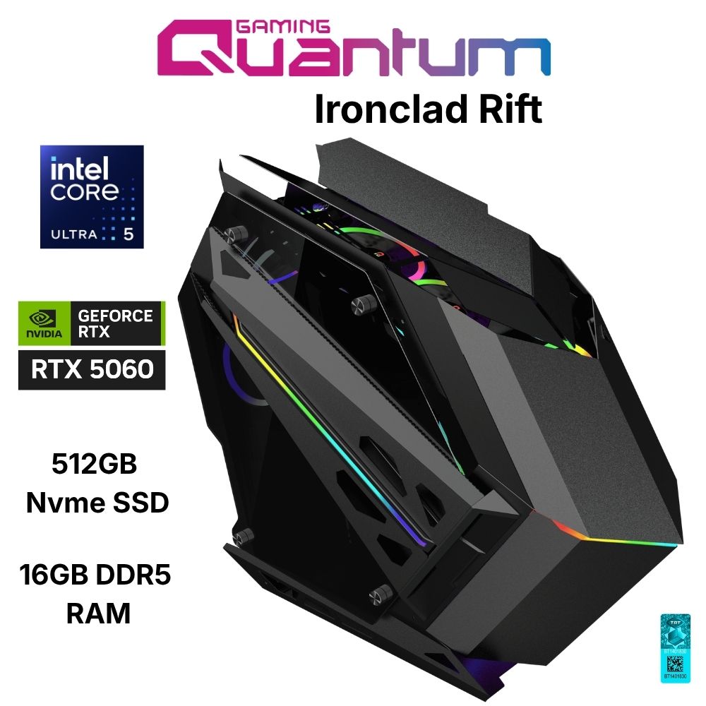 Quantum Gaming Ironclad Rift Ultra 5 245KF 16GB DDR5 512GB Nvme RTX5060 8gb Gaming Desktop