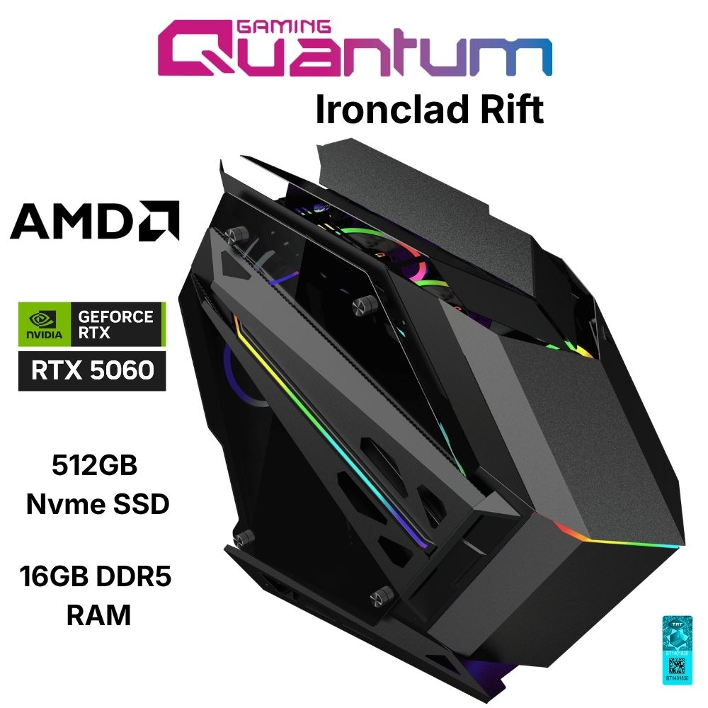Quantum Gaming Ironclad Rift Ryzen 5 7600X 16GB DDR5 512GB Nvme RTX5060 8gb 240MM Sıvı Soğutmalı Gaming Desktop