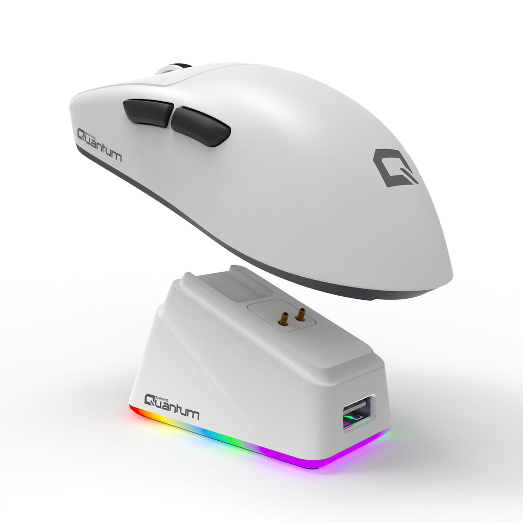 Quantum Gaming Fluxmouse G13 Pro 1000Hz PAW3311 Rgb Şarj stasyonlu 22.000 Dpi Kablosuz Beyaz Gaming Mouse