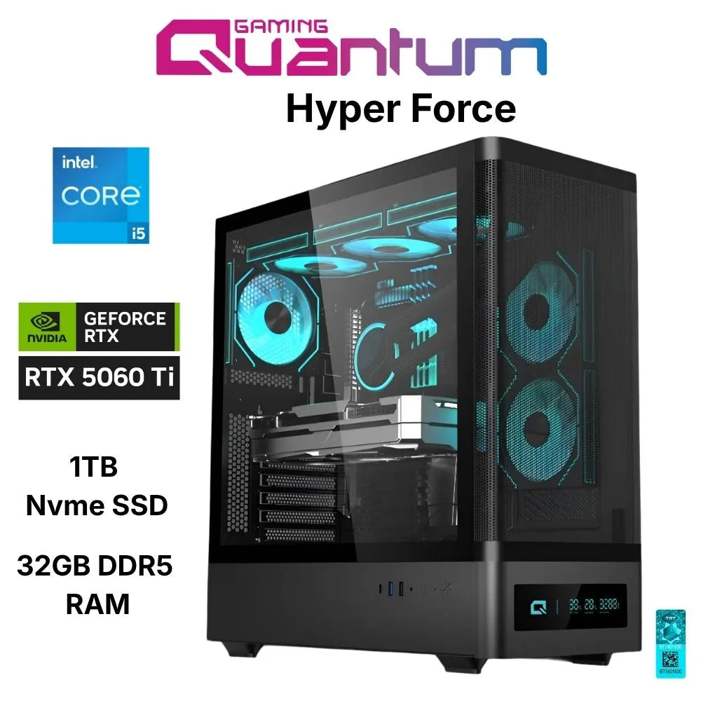 Quantum Gaming Hyper Force I5-14400F 32GB DDR5 1TB Nvme RTX5060Ti 16GB Masaüstü Oyun Bilgisayarı
