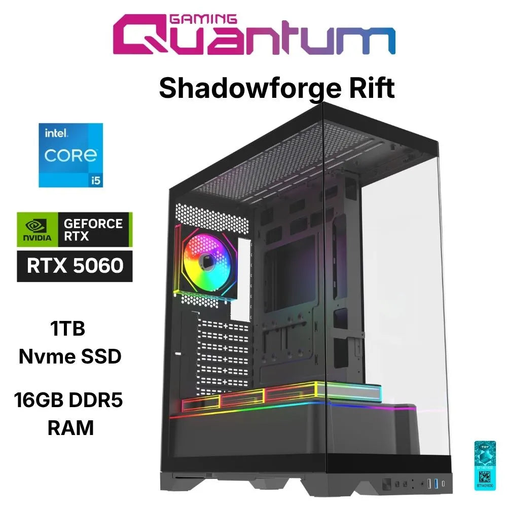 Quantum Gaming Shadowforge Rift I5-14400F 16GB Ddr5 1tb Nvme RTX5060 8gb Masaüstü Oyuncu Bilgisayarı