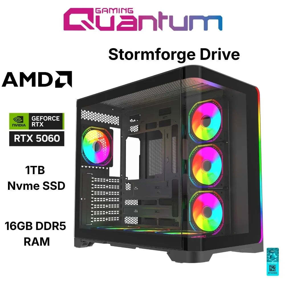 Quantum Gaming Stormforge Drive Ryzen 5 7500F 16GB Ddr5 1tb Nvme RTX5060 8gb Masaüstü Oyun Bilgisayarı