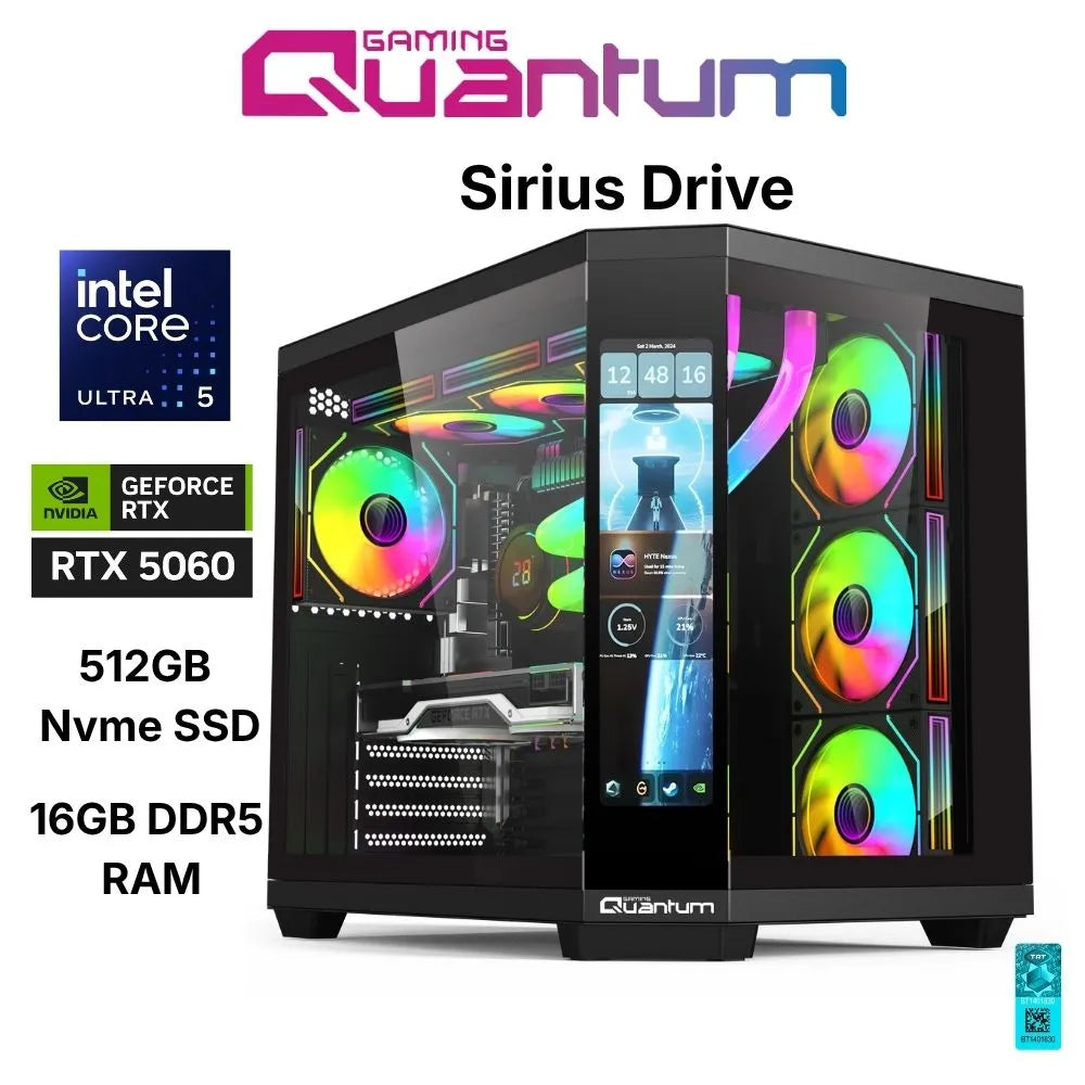 Quantum Gaming Sirius Drive Ultra 5 245KF 16GB Ddr5 512GB Nvme RTX5060 8gb Masaüstü Oyuncu Bilgisayarı