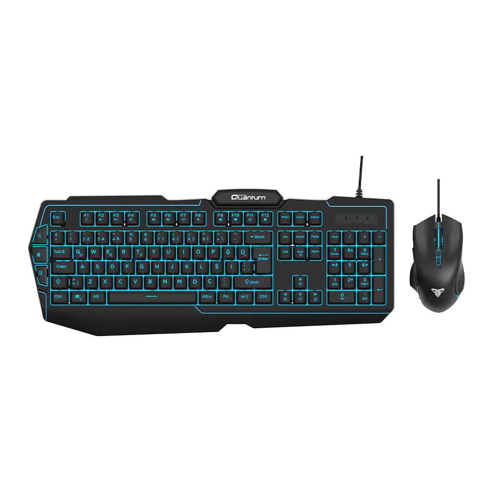 Quantum Gaming QG-Q6168 3 Renkli Arkadan Aydınlatmalı 3600Dpi Klavye Mouse Set