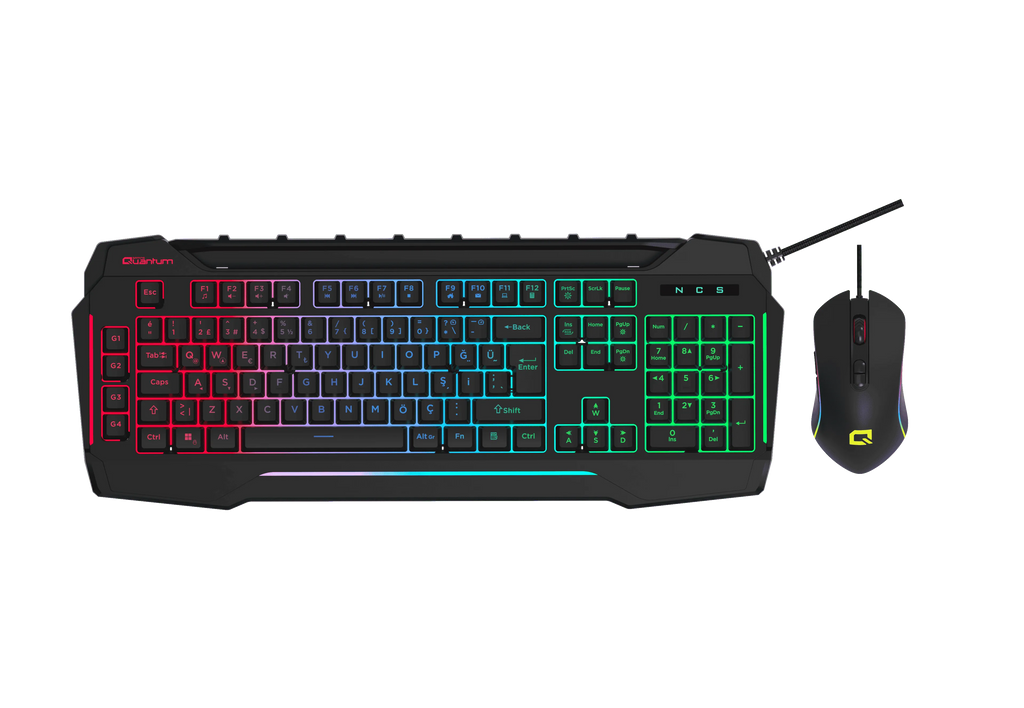 Quantum Gaming Dual Strike Rgb Klavye Rgb 12800 Dpi Mouse Kablolu Combo Set