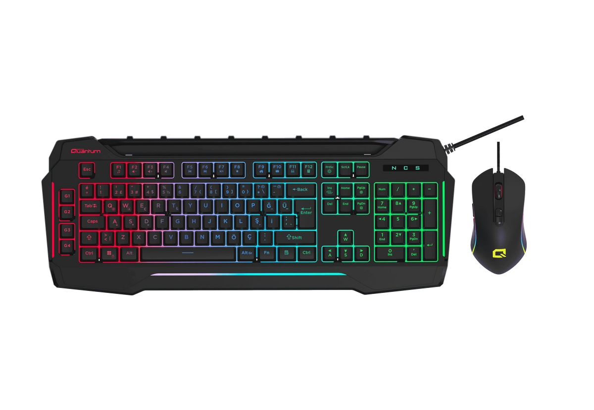 Quantum Gaming Dual Strike Rgb Klavye Rgb 12800 Dpi Mouse Kablolu Combo Set