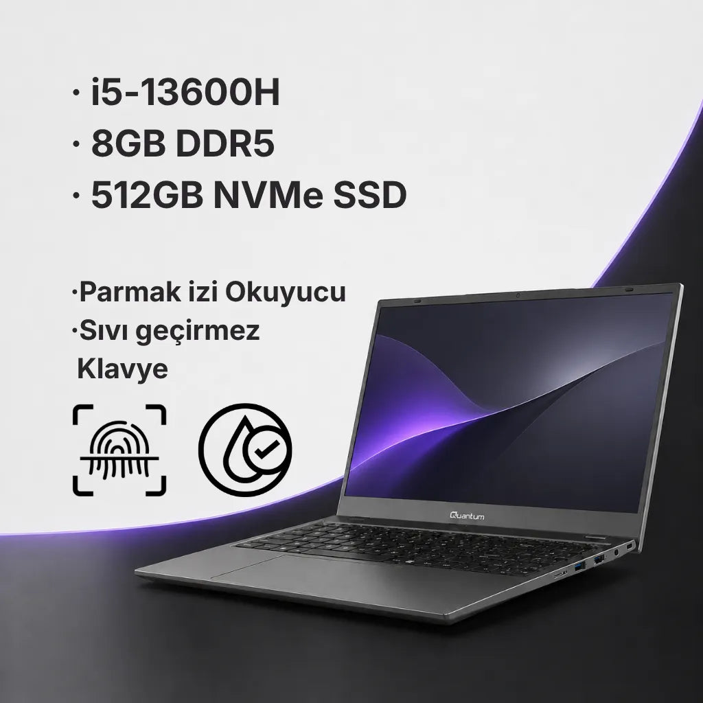 Quantum Prime TM1200 Intel I5-13600H 8gb 512GB SSD Parmak İzi Okuyucu 15.6" Fhd IPS Notebook