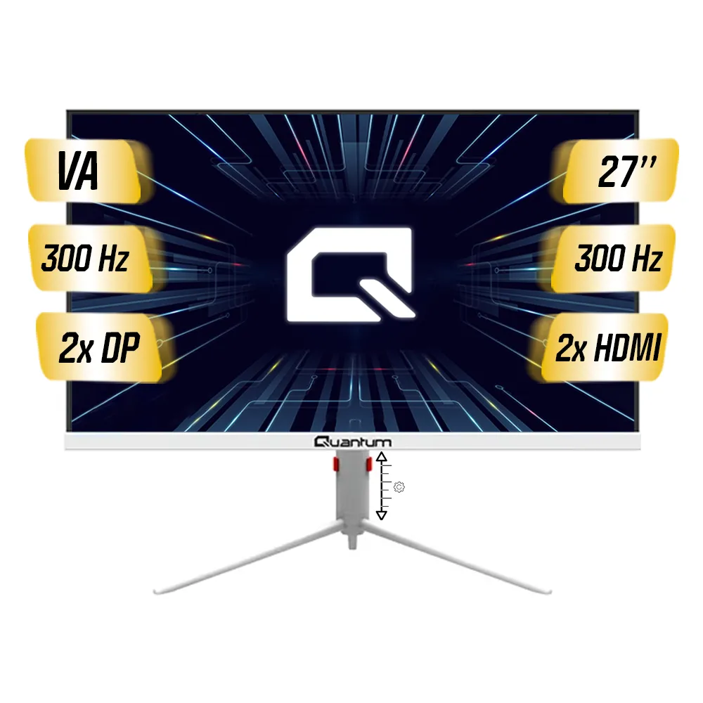 Quantum Pearl MG27W-A Fhd Va 300Hz 27" Flat Beyaz Yükseklik Ayarlı Gaming Monitör (Sıfır Ölü Pixel Garantili)